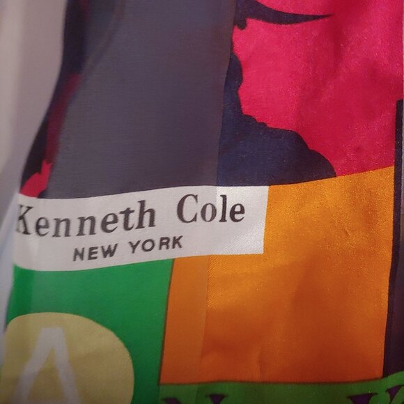 Kenneth Cole 100% Silk Everything NYC Colorful Trendy Stylish Scarf - Picture 6 of 8
